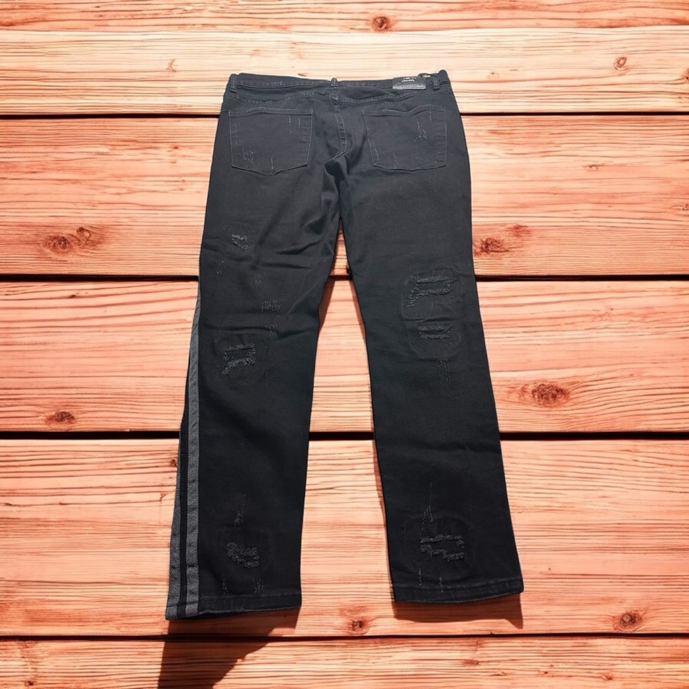 damati jeans men’s size 42 black denim distressed straight leg Streetwear Y2K